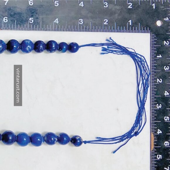 Lapis Lazuli Blue Bead NecklaceVintage Lapis Stone Single Strand Graduated - Picture 7 of 8
